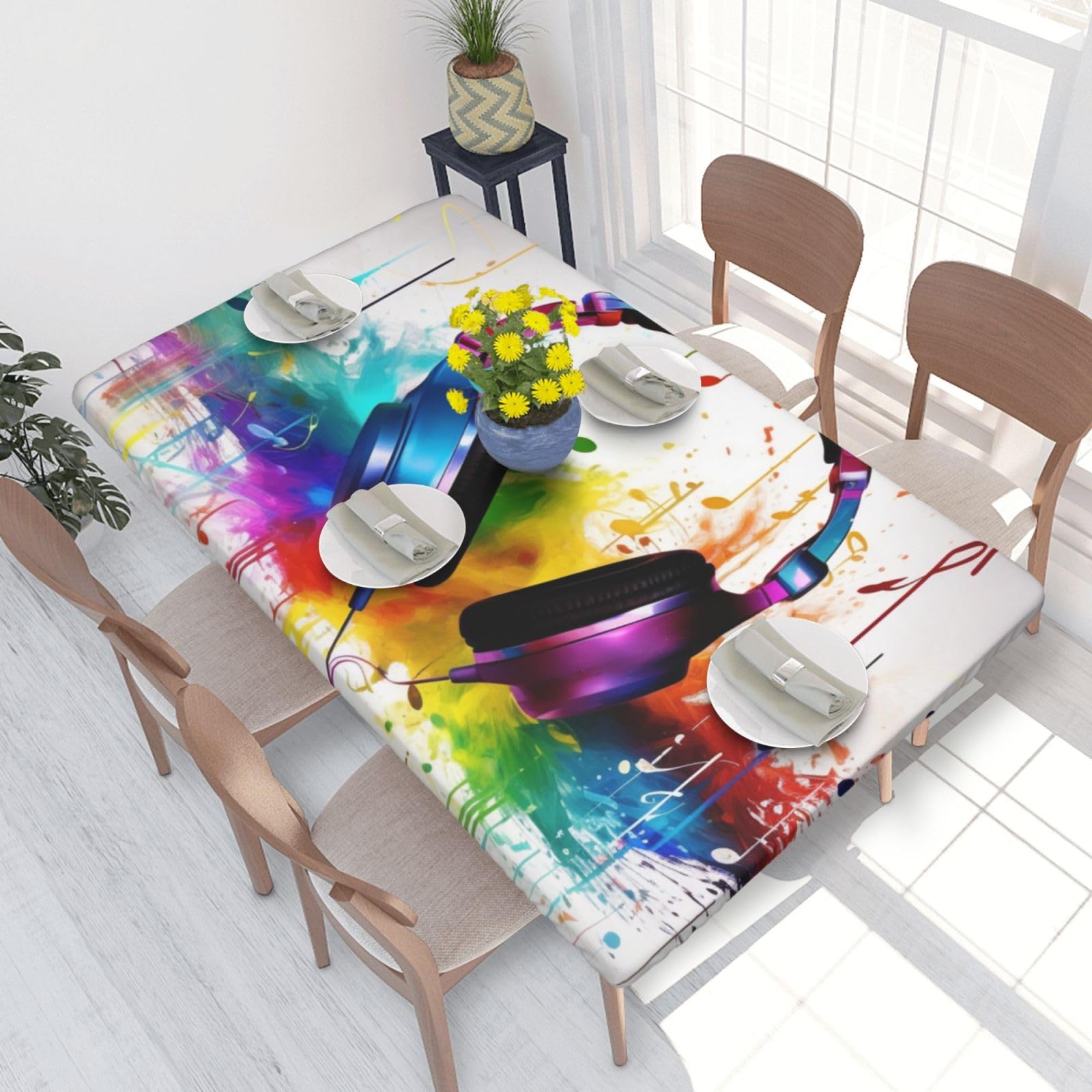 WPKJU Music prin Printed Tablecloths 4ft Rectangular Table Covers Washable Polyester Decorative Table Cloth for Dining Table Picnic Wedding
