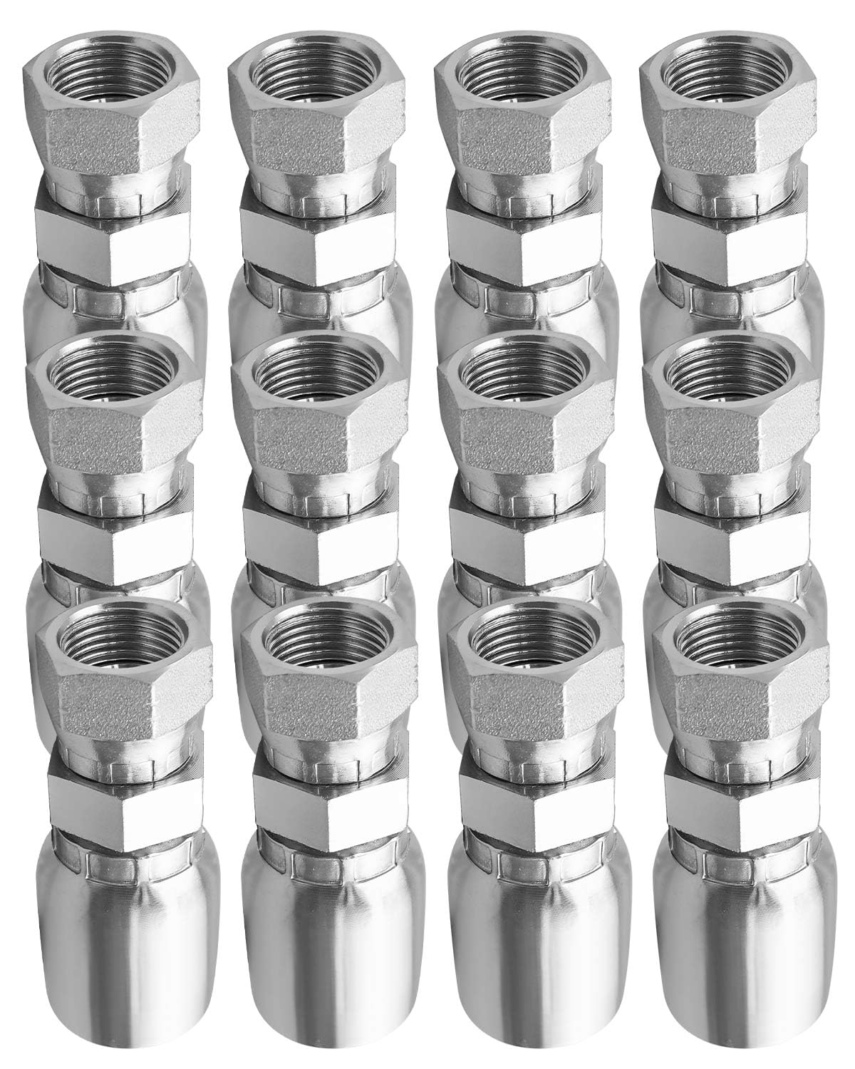 12Pcs 1/2"Hose x 1/2" JIC Female Hydraulic Hose Crimp Fitting Ends Fit for Dayco Weatherhead U Series Adjustable Crimpers 37° Hydraulic Hose End Crimp
