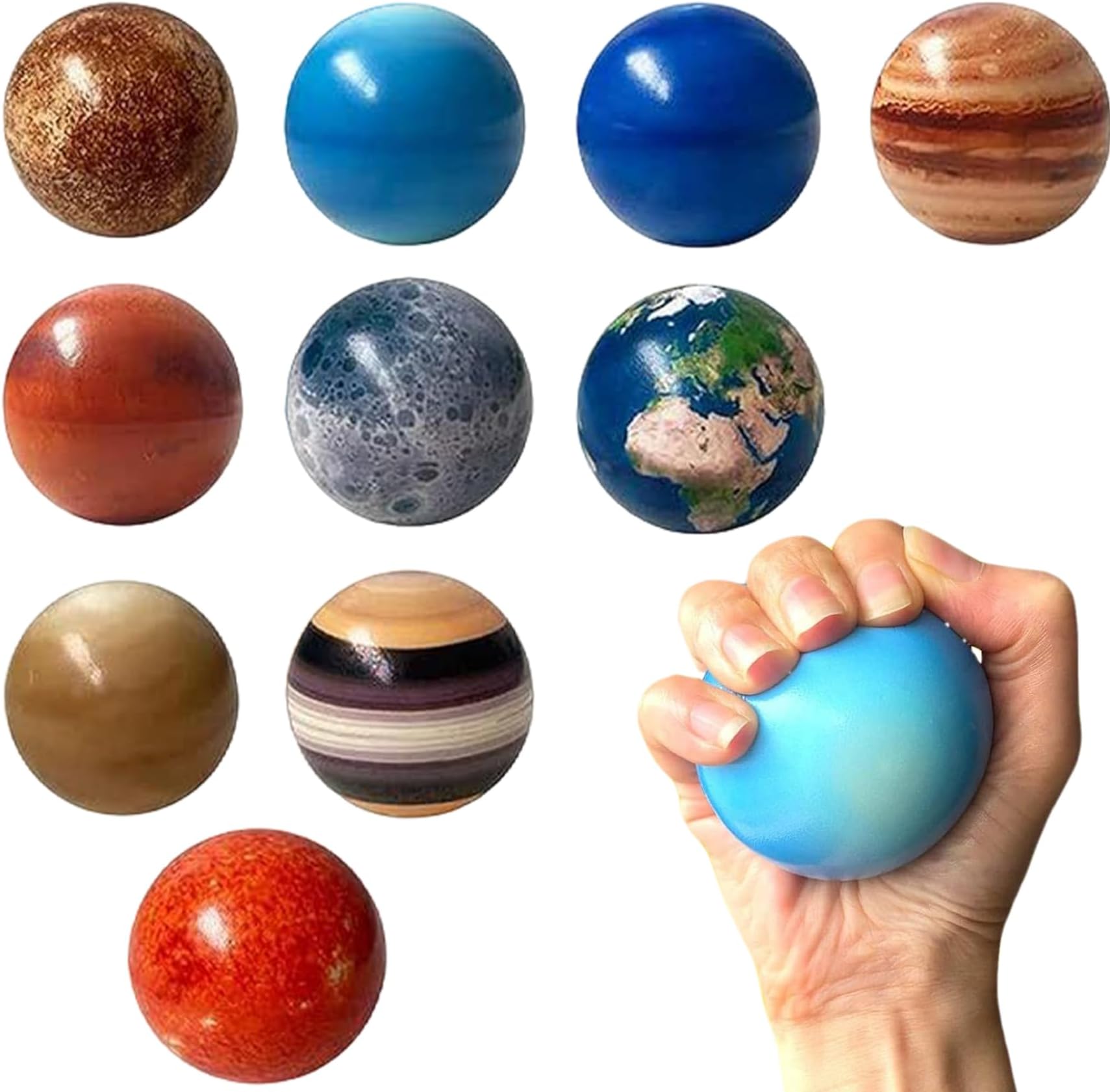 10Pcs Solar System Toys, PU Solar System Stress Planet Balls, 10 Universe Planets Toys Stress Relief Planets Squeeze Balls Educational Space Toy for Kids Adults Planet