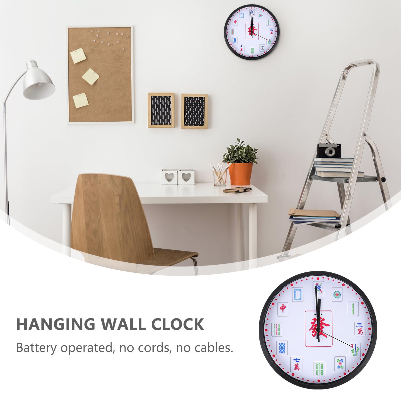 DECHOUS Reloj de Pared Colgante Redondo de Cuarzo, Abs, Silencioso