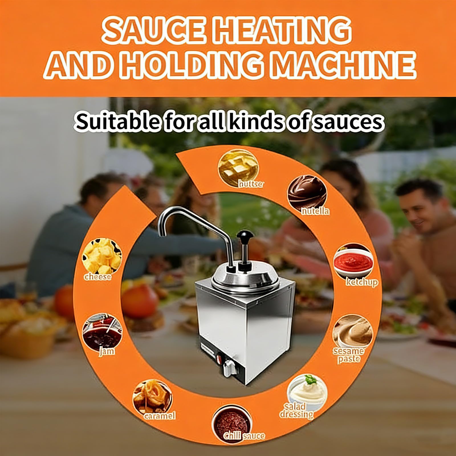 Calentador de dulces calientes máquina eléctrica para derretir salsas con bomba, temperatura ajustable, dispensador de queso nacho para dulces calientes y salsas de caramelo, perfecto para fiestas