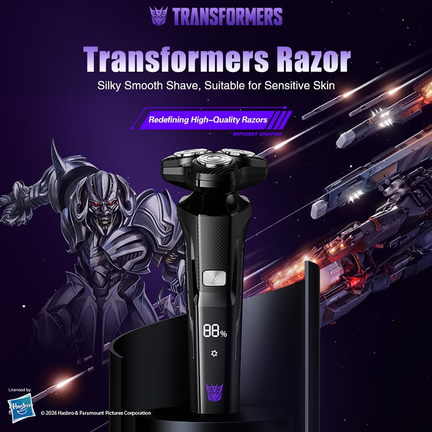 TRANSFORMERS Electric Shavers for Men, 3D Floating Cutter Electric Razor, 1200mAh Battery, LED Display, IPX7 Waterproof,Beard Trimmer for Sensitive Skin, Pop-up Pruner Razors for Men