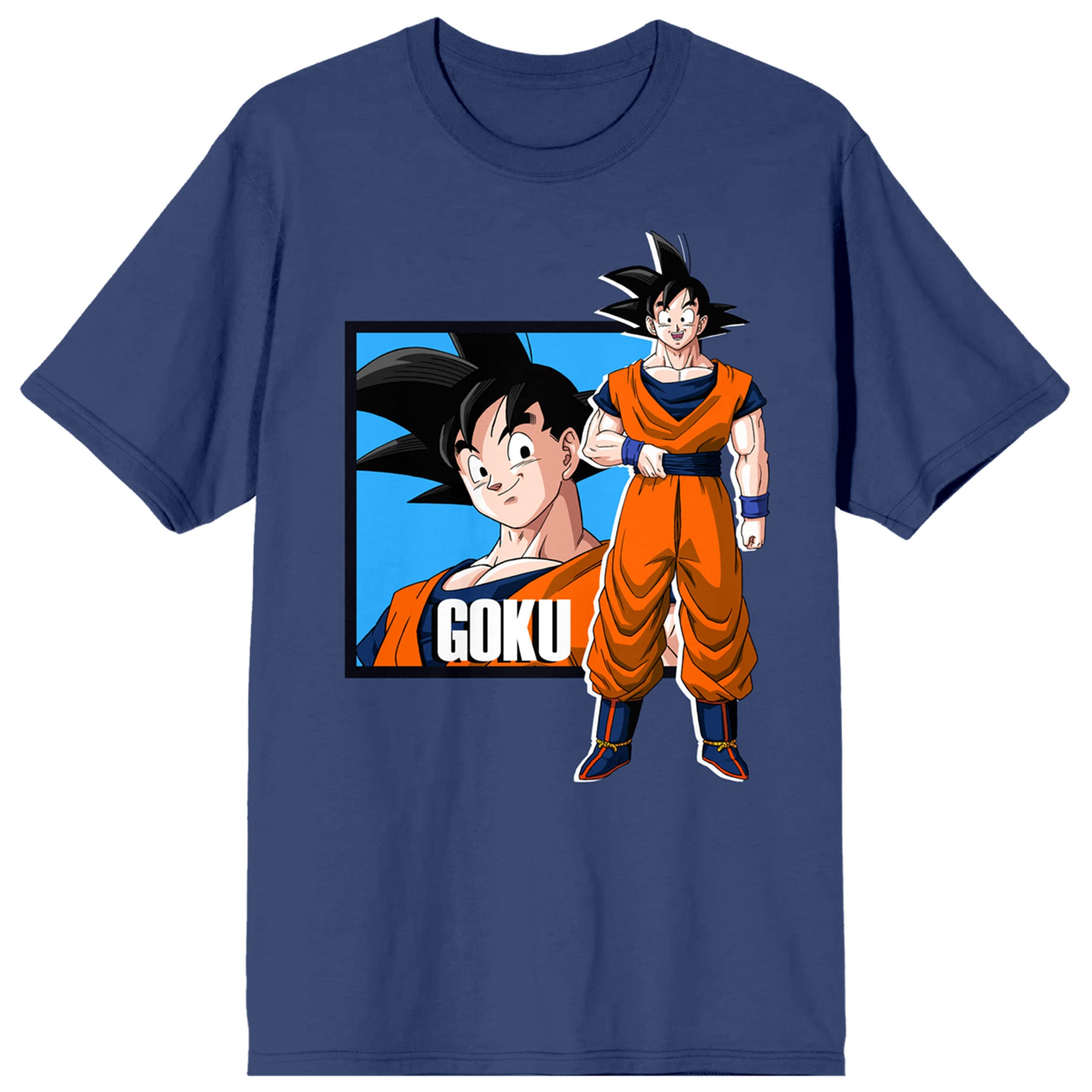 Bioworld Dragonball Z Goku Character Women's Navy Blue Short Sleeve Crew Neck Tee