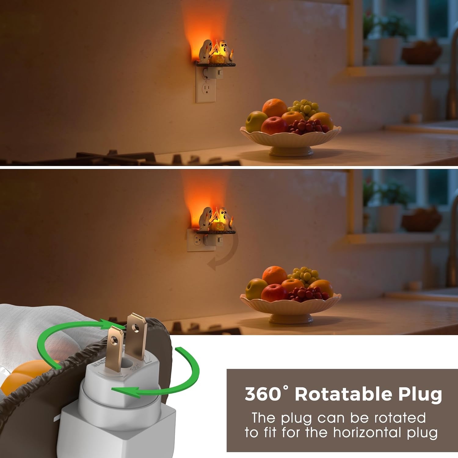 L LOHAS LED Halloween Night Light,Ghost Campfire Nightlight,Campfire Flickering Night Lights Plug into Wall,Halloween Decorations for Kids Adults