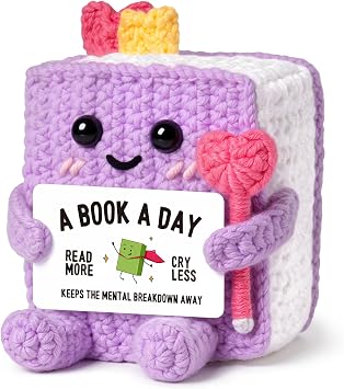 Book Lovers Gifts for Women, Girl, Book-Shaped Positive Support Crochet