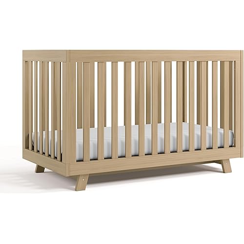 Storkcraft Beckett 3-in-1 Convertible Crib (Driftwood) – GREENGUARD Gold Certified, Fits Standard Crib Mattress, Converts to Toddler Bed and Daybed, 4 Mattress Heights, Grow-with-Me Design