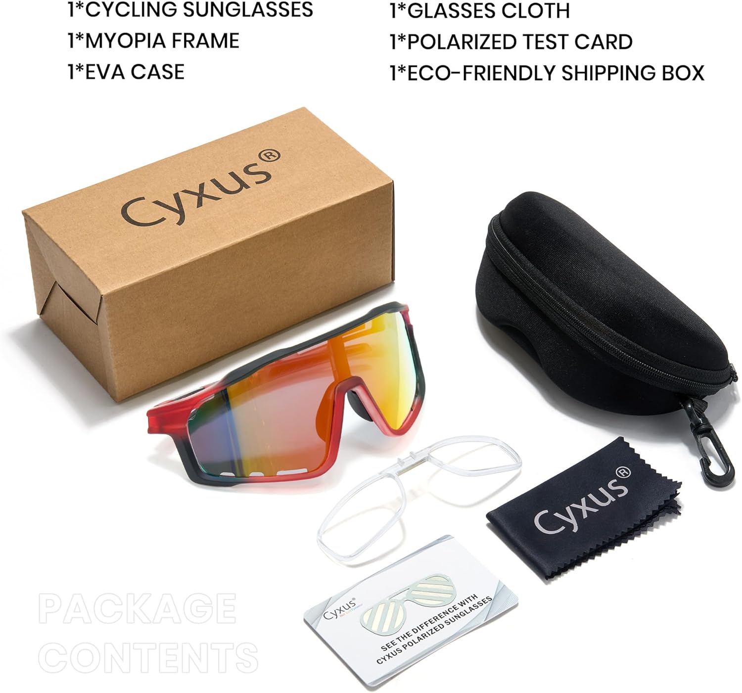 Cyxus Polarized Cycling Glasses Men Women Running Wraparound Sport Sunglasses Bike UV400 Protection P1570 - Image 8