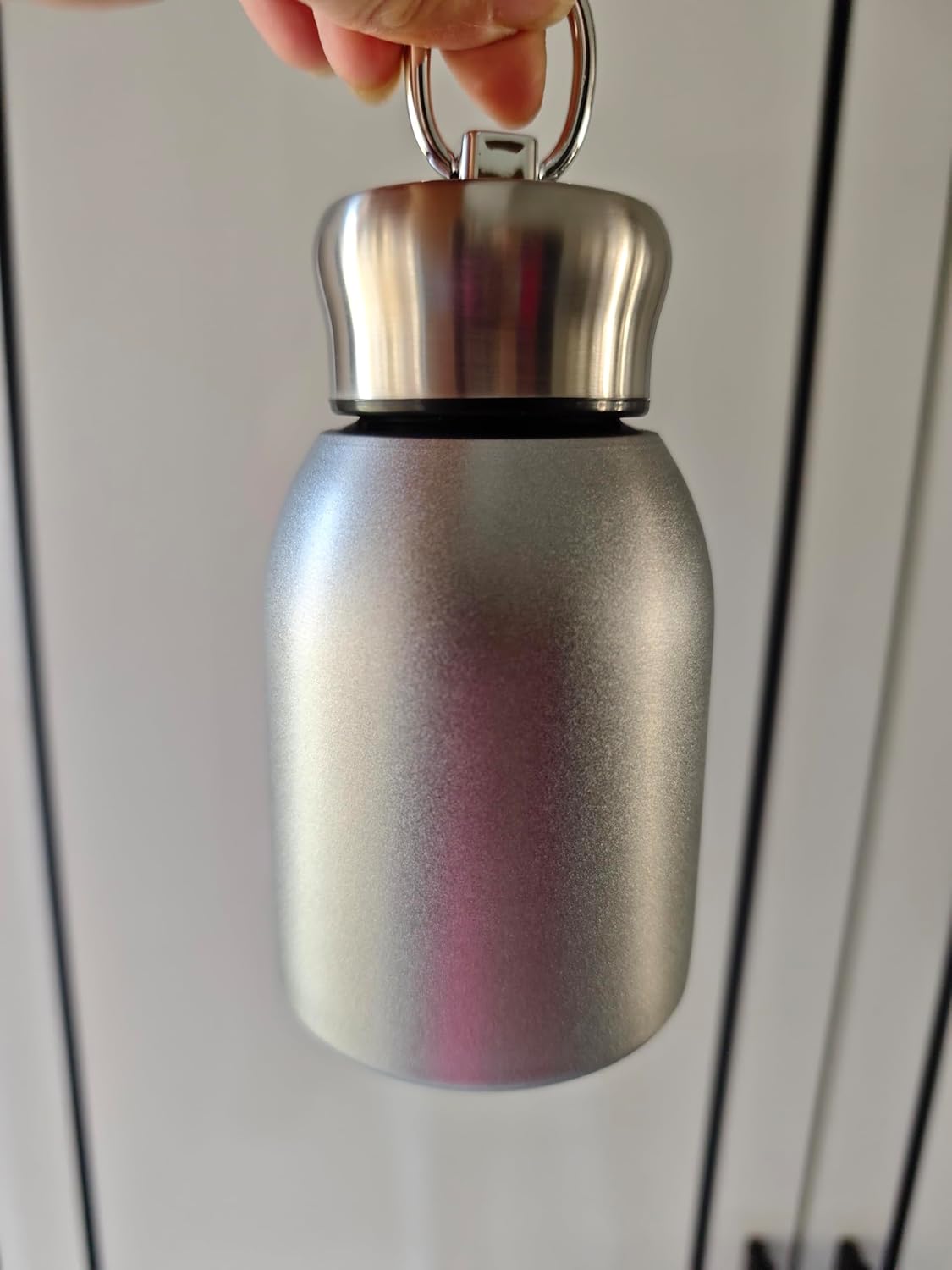 10 oz Mini Vacuum Insulated Tumbler small Water cup Small Stainless Steel Bottle for Hot and Cold Drinks Travel Coffee Mug With Portable straps For Women Gifts Travel Camping Hiking(Silver) - Image 3