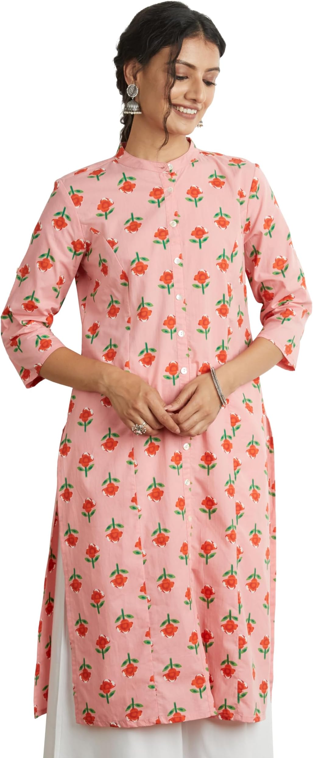Amazon Brand - MyxWomen's Printed Cotton Regular Fit Kurta