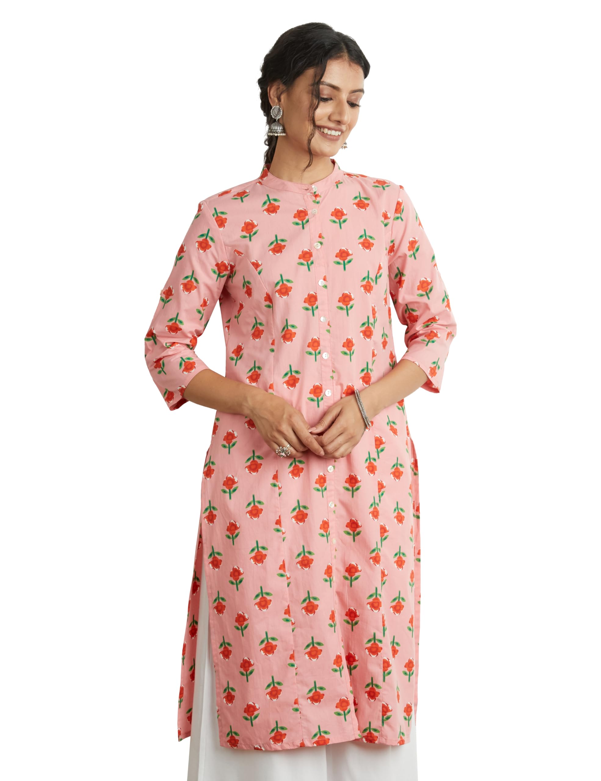 Amazon Brand - MyxWomen's Printed Cotton Regular Fit Kurta
