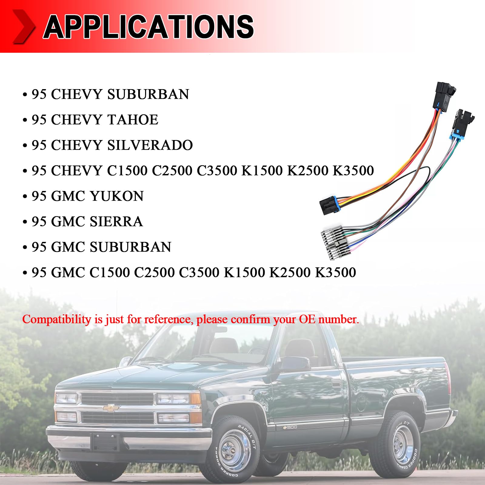 A/C Heater Control Adapter Harness For 1995 Chevy Silverado/GMC - Converts 1996-1999 Unit To Fit 1995 Truck