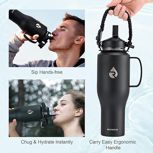 Miniatura 3 de Botella de agua de acero inoxidable de 32 onzas (fría durante 48 horas, caliente durante 24 horas), botella de agua aislada al vacío de triple pared