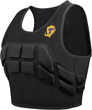 TUOY Women Padded Compression Vest, Impact Vest for Women, Chest Breast Rib Protection Vest for Sports, Karate, Football, Basketball
