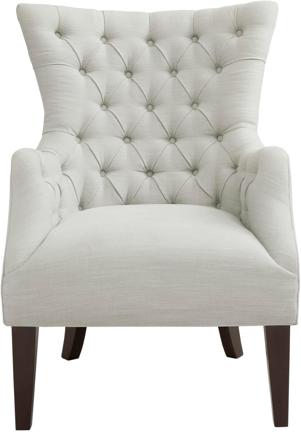 Madison Park Hannah Button Tufted Wing Chair - Modern Accent Chair, Blending Contemporary Lines for Versatile Look. Easy Assembly, Ivory, 30.25" W x 33" D x 41.25" H