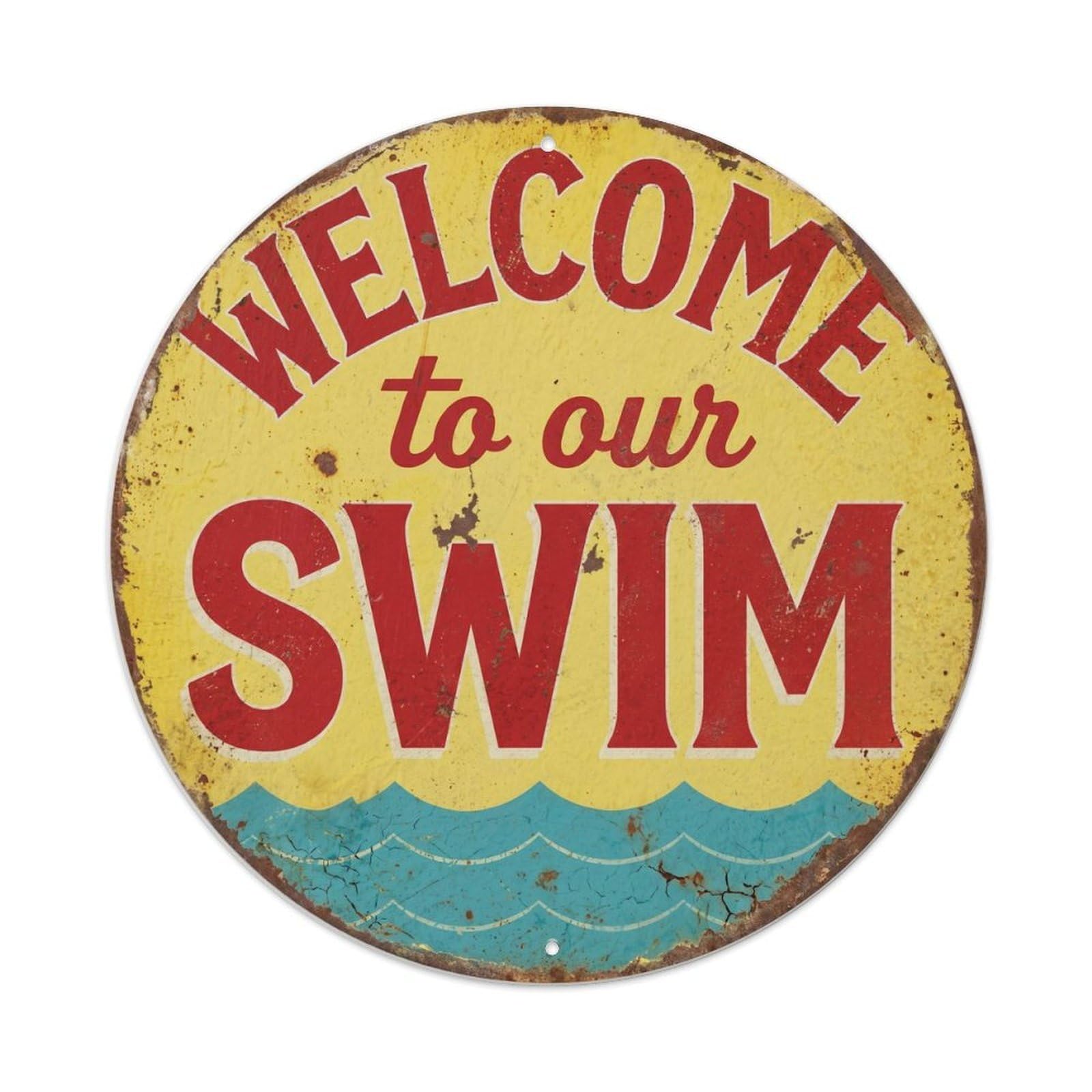 Welcome SwimMetal Tin Sign