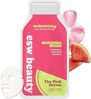 ESW Beauty The Pink Dream Moisturizing Korean Face Mask – Vitamin C, Hyaluronic Acid & Vitamin E for Hydration, Sensitive Skin & Dewy Glow – Skincare Gifts for Women