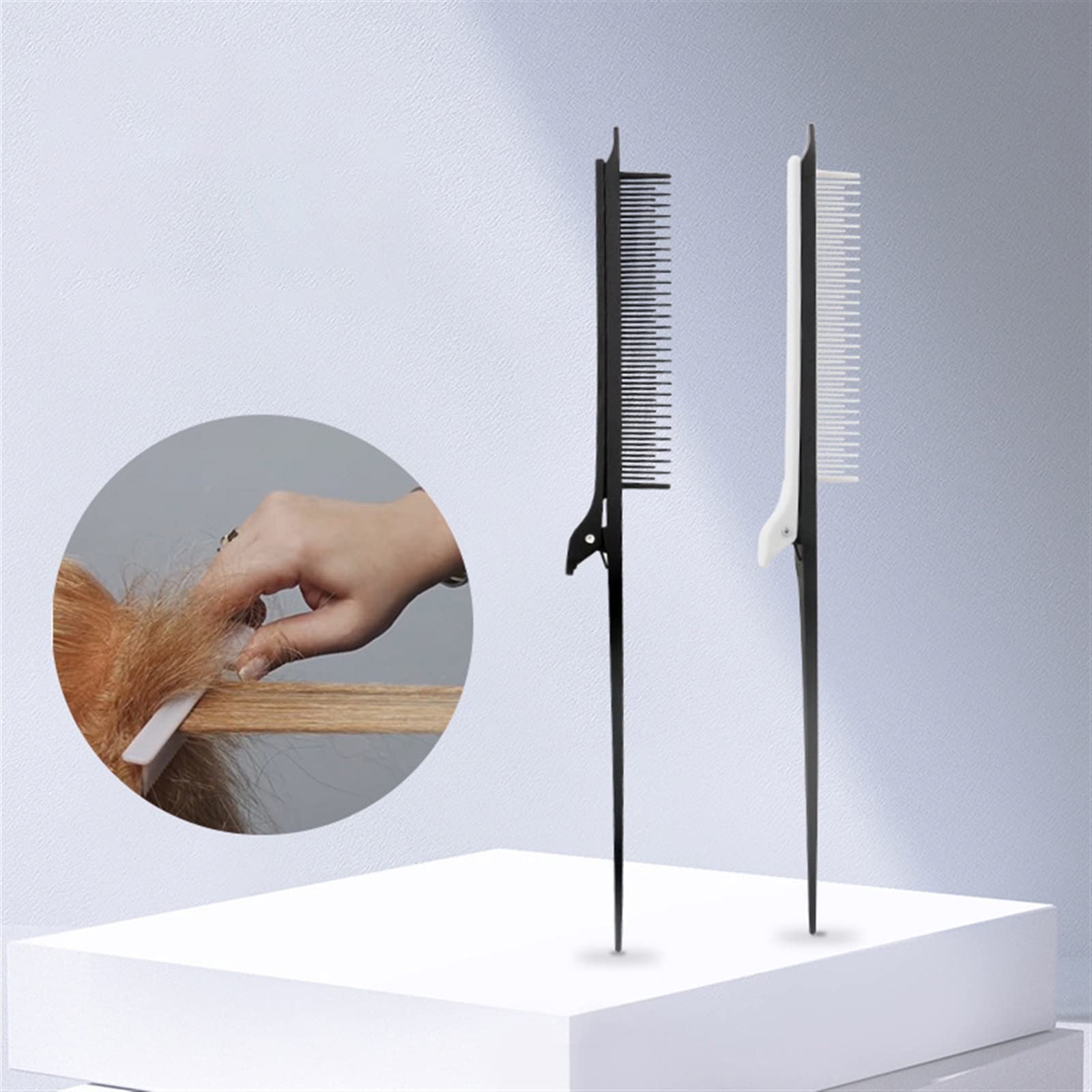 DieffematicSZ Grzebień Hair Cutting Zonal Comb Modeling Plastic Hairpin Tail Comb (Color : Schwarz)