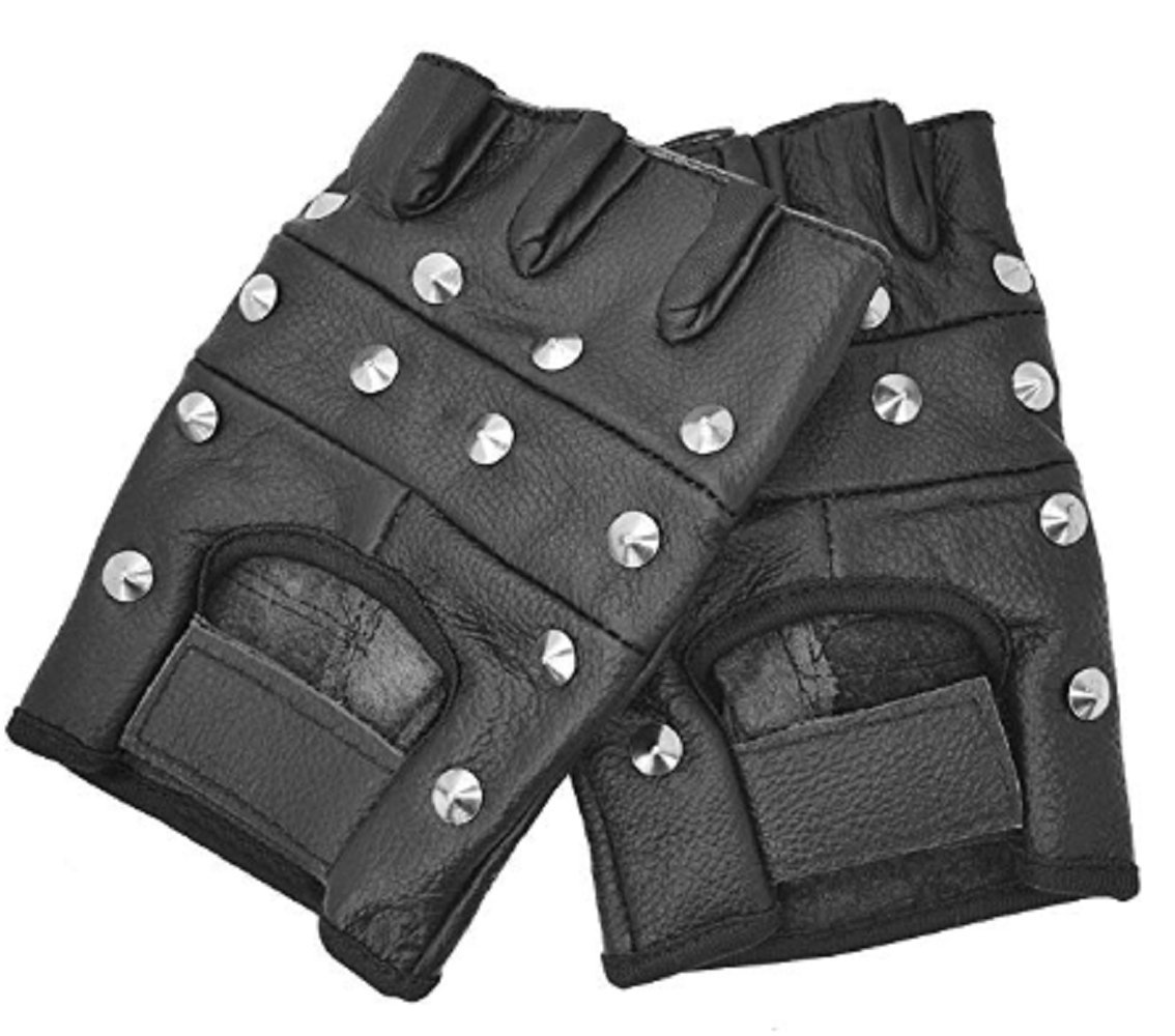 Make Or Break Men's Pointed Stud Gothic Leather Gloves, S, Hip Hop Rock And Roll Punk Rave Heavy Metal Fashion Unisex (Xs, )