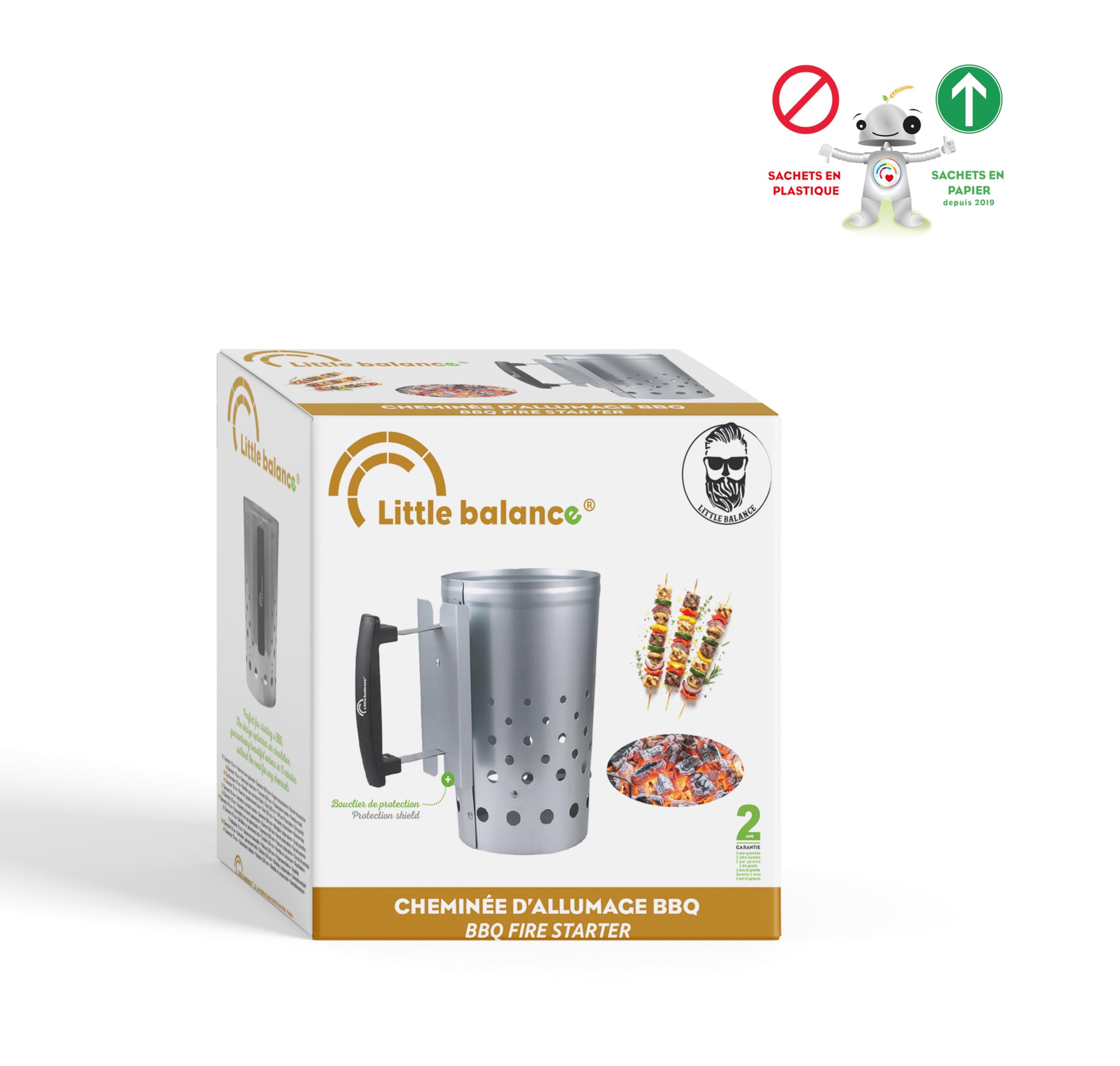 Little Balance Cheminée d'allumage Starter Barbecue à Charbon Ø18 cm Acier