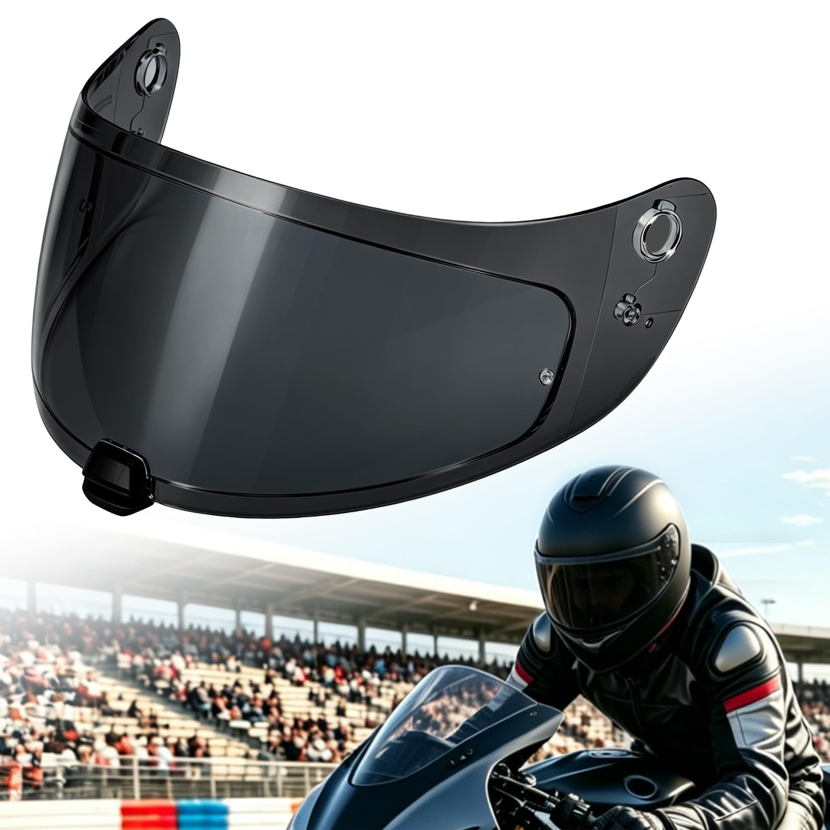 PSLER für HJ-20M Motorradhelm Visier Ersatzvisier Kompatibel mit HJC FG-17, IS-17, FG-ST, C70, C70N, Kratzfest UV-Schutz Helmvisier, Pinlock Ready(Hell Schwarz)