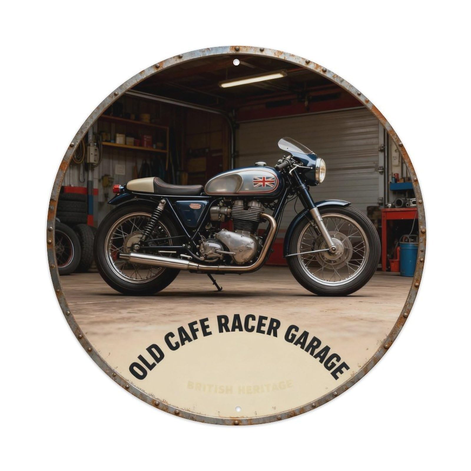 OLD CAFE RACER GARAGE Metal Tin Sign Plaque