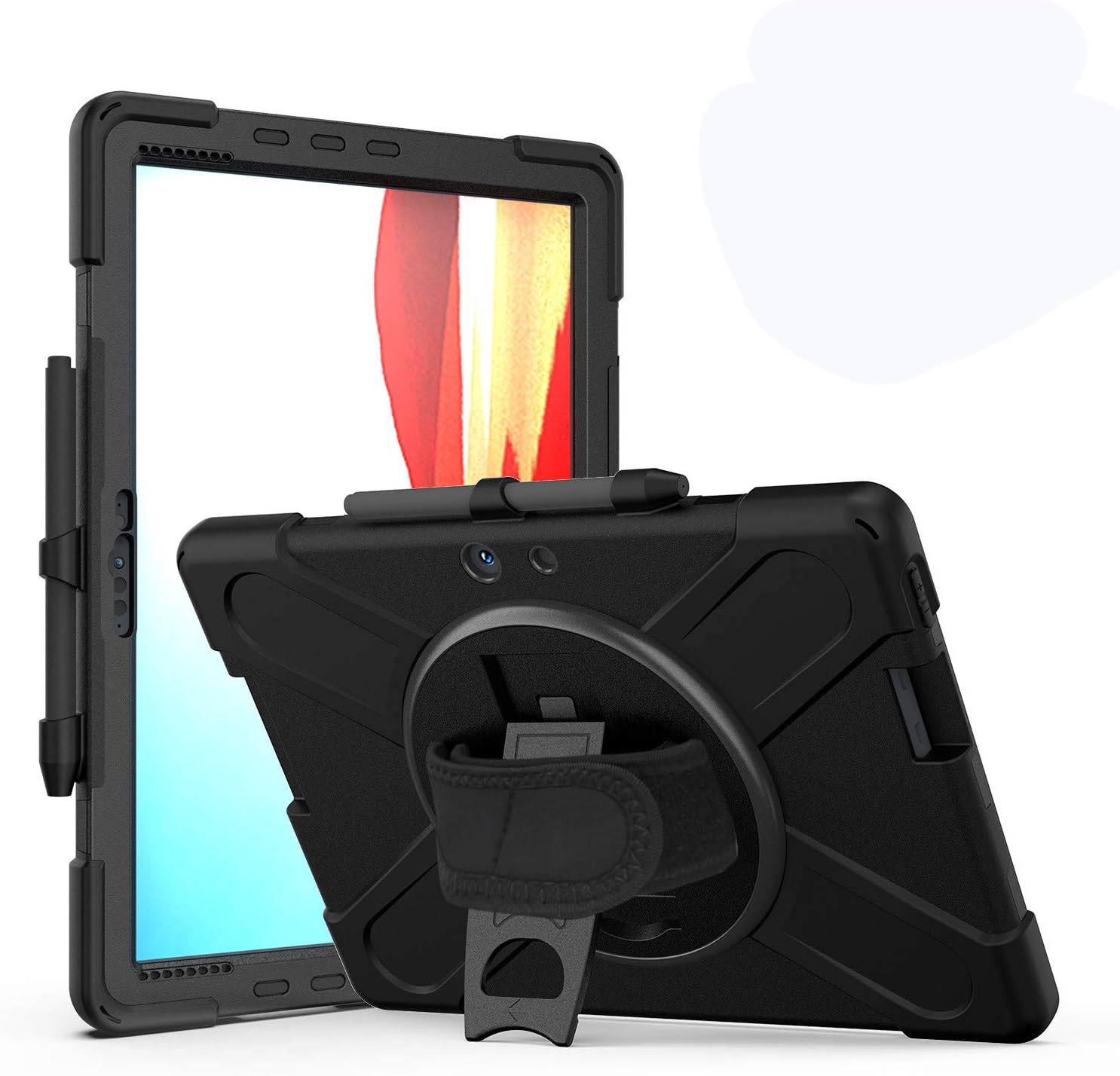 Case for Microsoft Surface Pro X 13" 2021/2020/2019, Military Grade [15 ft Drop Tested] Full-Body Shockproof Protective Cover with 360° Rotation Stand, Hand Strap & Pencil Holder