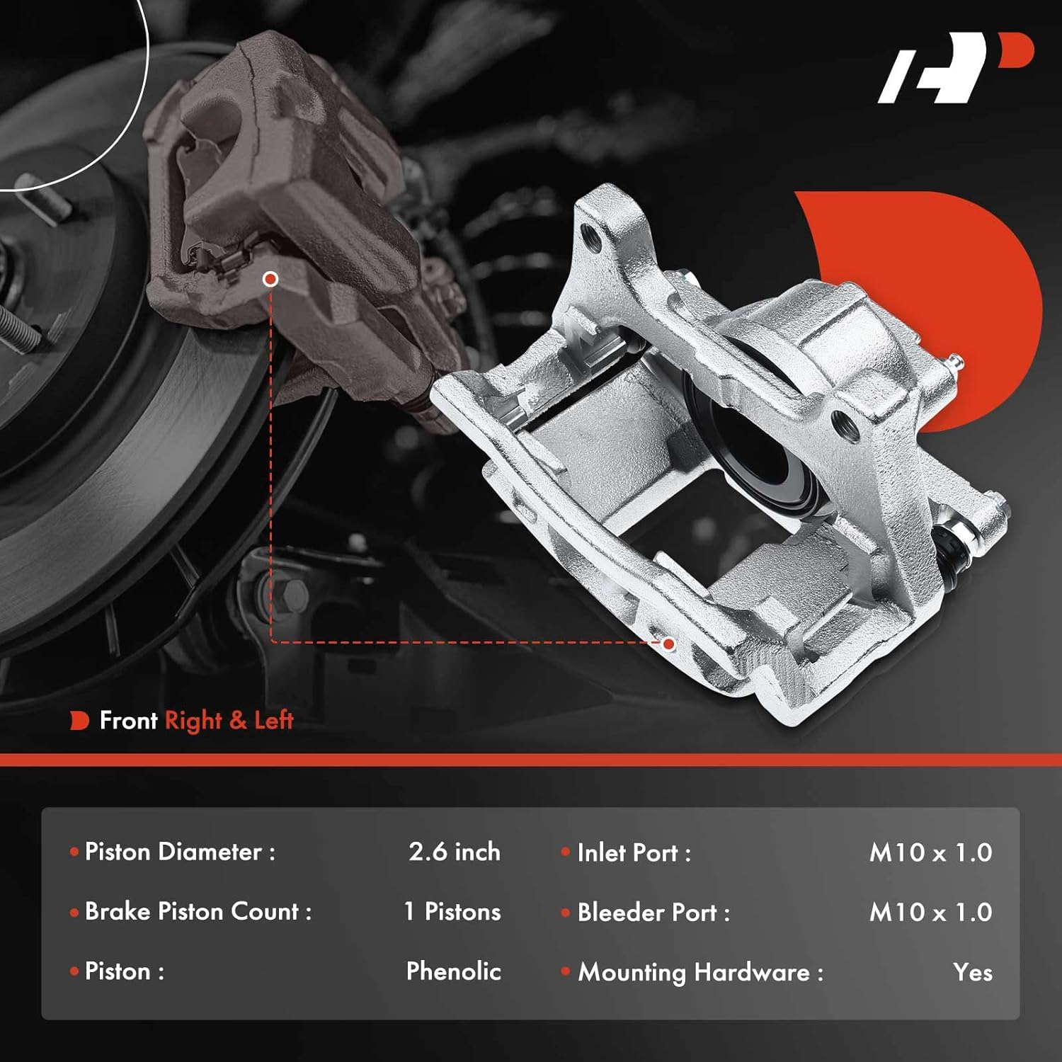 A-Premium Front Disc Brake Calipers with Ceramic Pads Compatible with Jeep Wrangler 2007-2012, Liberty & Dodge Grand Caravan, Nitro & Chrysler Town & Country & Volkswagen Routan & Ram C/V 6-PC Set