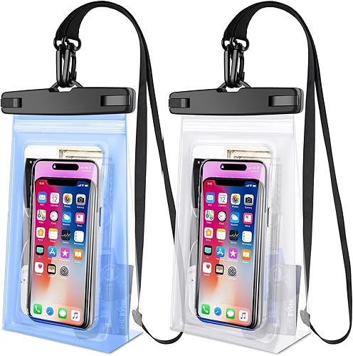 2 piezas de bolsa grande impermeable para teléfono, funda impermeable para iPhone 14 13 12 11 Pro Max X XR 8 Plus Samsung hasta 7.2 pulgadas, bolsa