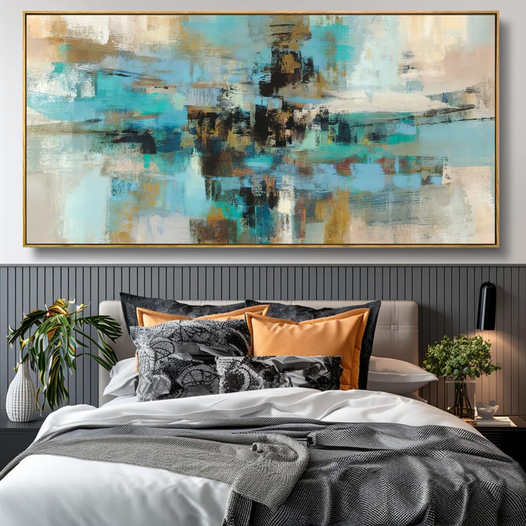 Condition photo showing New/Like New for wall art abstract canvas painting green fantasy colorful wall decor modern artwork for living room bedroom dining room home office decor 30"x60" with framed 60"l x 30"w abstract08