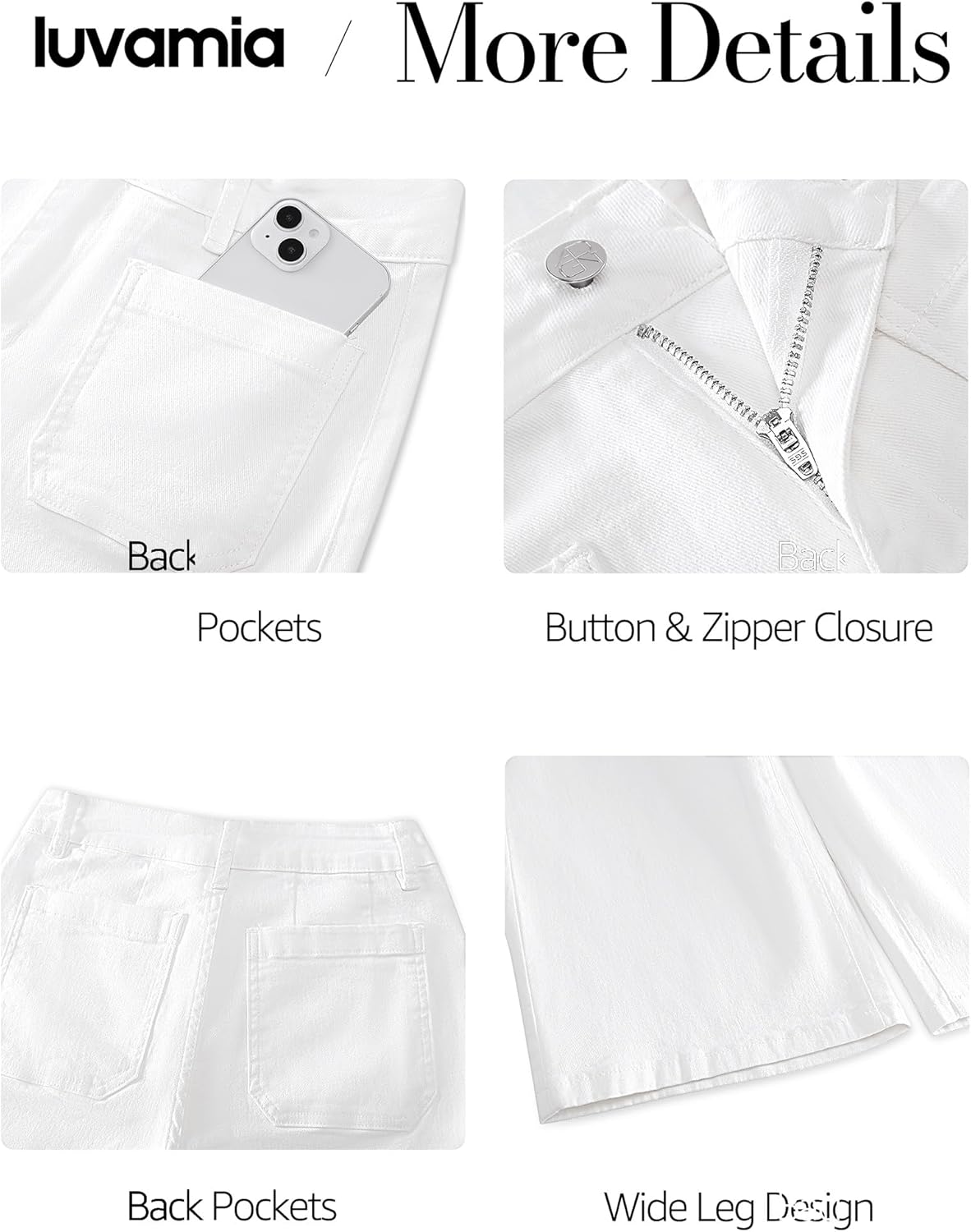 luvamia Capri Jeans for Women Wide Leg Trendy High Waisted Patch Pocket Loose Straight Casual Stretchy Denim Capri Pants - Image 6