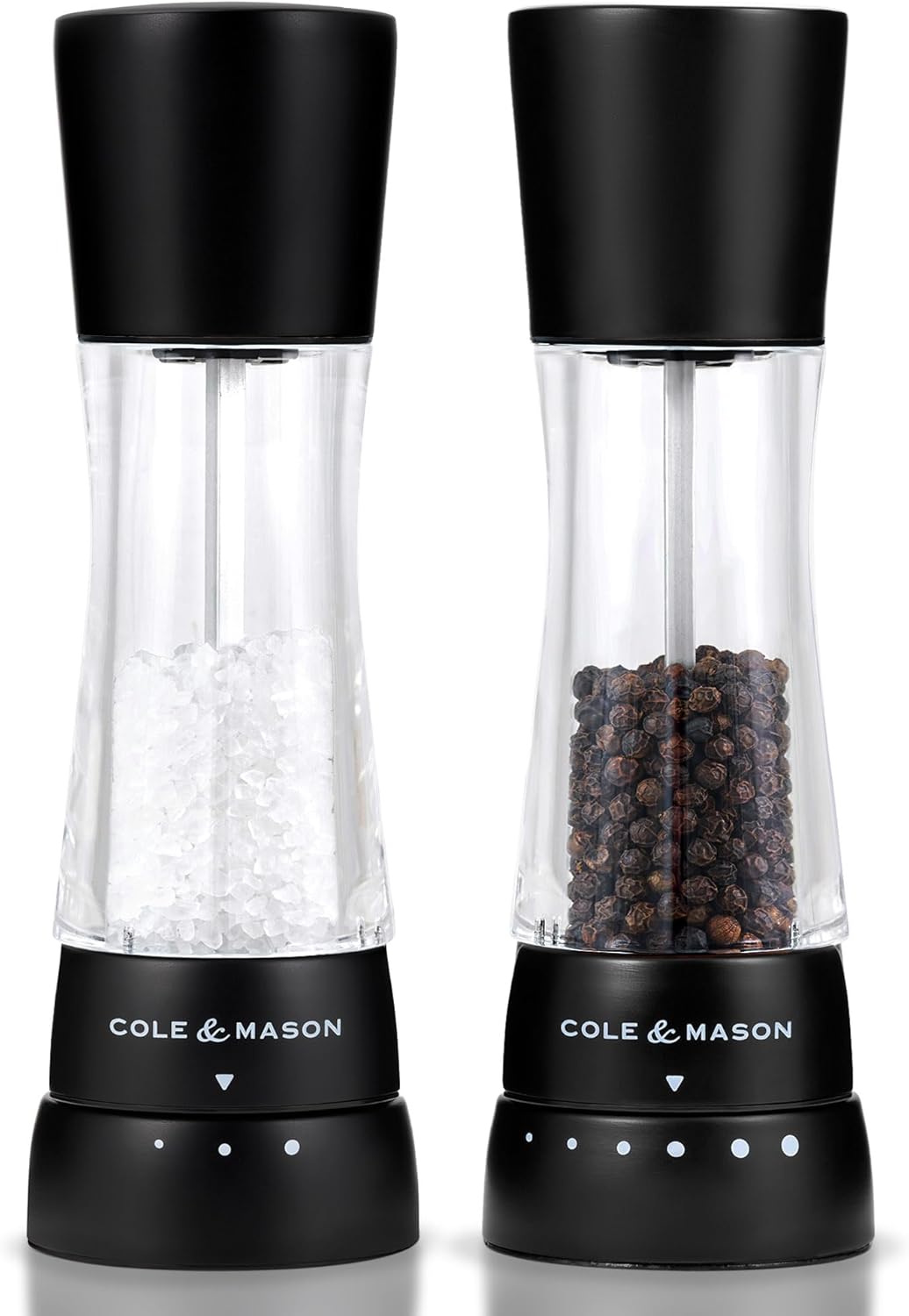 Cole & Mason Seasoning Mill Derwent Acrylic 190mm 7.5in Clr SS Matt Black GS, Acrylic, Stainless Steel, Carbon Steel, Ceramic
