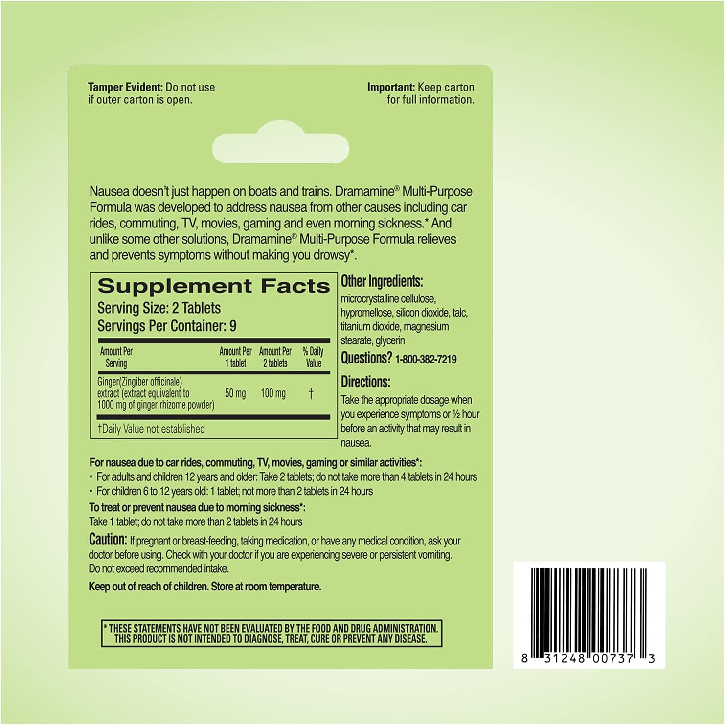 Dramamine-N Multi-Purpose Formula Nausea Relief, 18 Count (Pack of 2) : Everything Else