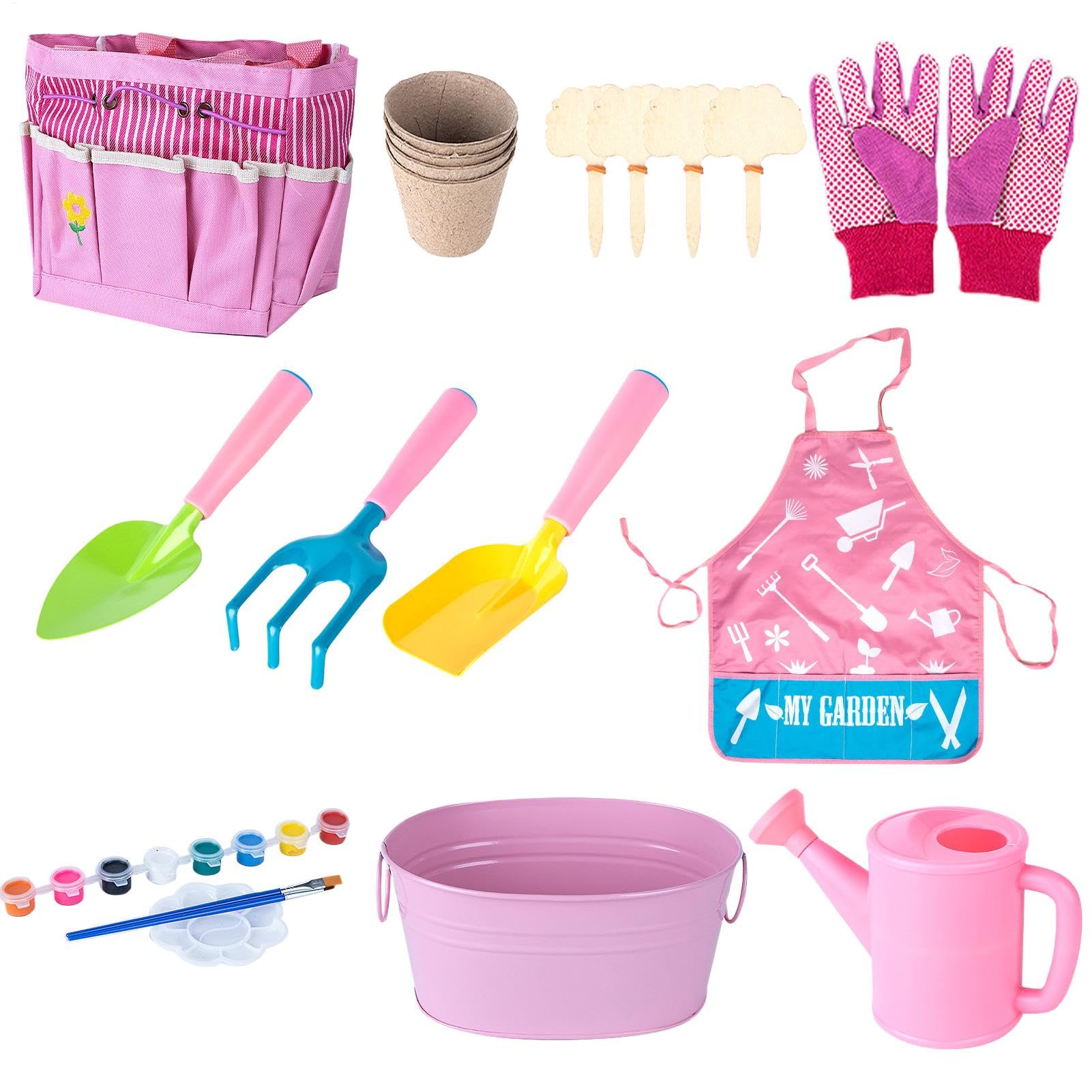 Jeu de jardin pour enfants avec arrosoir et sac, lot de 20 outils