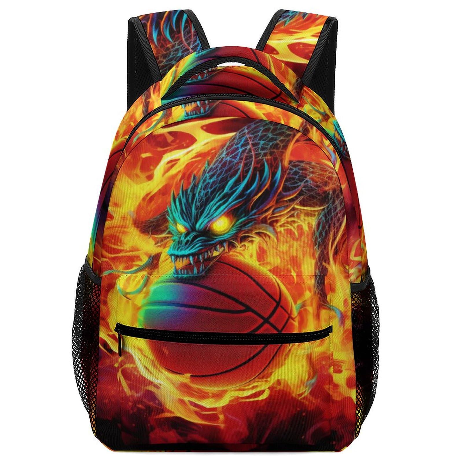 Sac À Dos Flamme basket Cartable Enfant Sport Sac D'école Sac De Voyage Sac De Livre Pour Garçons Filles One Size