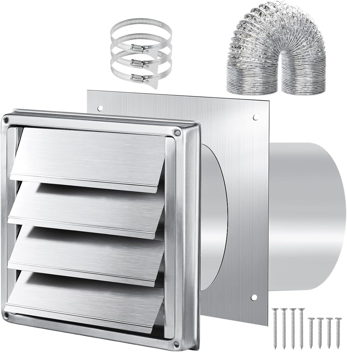 4Inch Dryer Vent Through Wall With Hose/Duct Connectors/Plate Dryers Hoses Connectors Wall Ducting Set Louver Air Grille Ventilation Covers