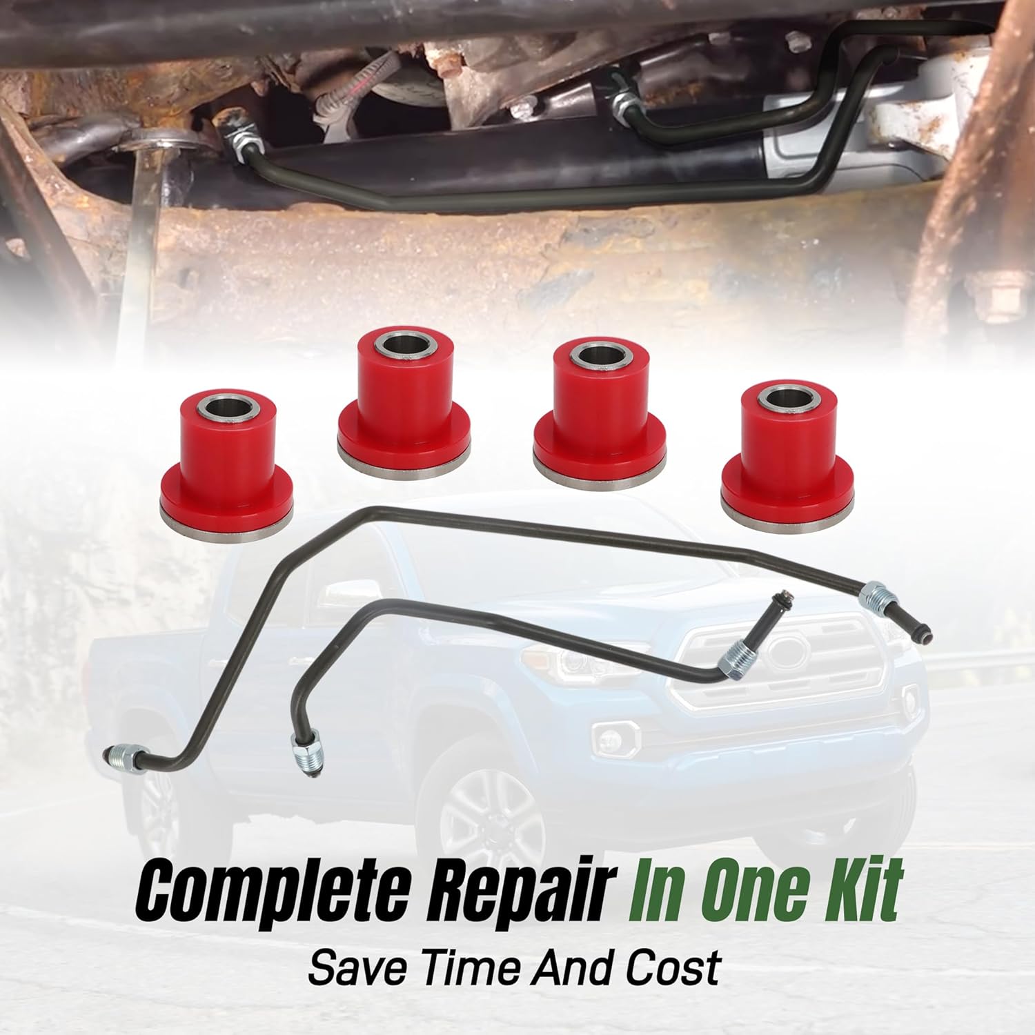 For Toyota Tacoma 4x4 2005-2018 Rack and Pinion Hydraulic Power Steering Lines & Bushing Kit | Solve Common Leak Issues, Complete Steering Repair Set