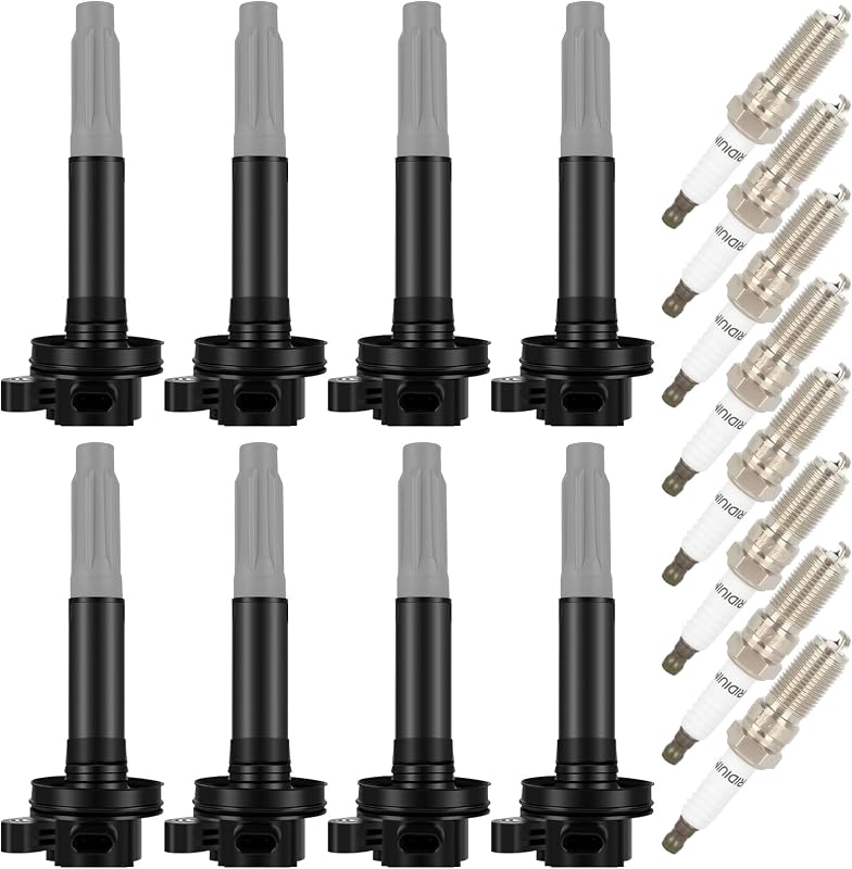 Kit de bobinas de ignição e velas de ignição de irídio OCPTY para Ford Mustang e F-150 5.0L V8 – 8 bobinas e 8 velas