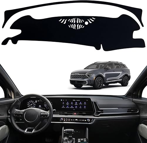 Tapete antideslizante para tablero de instrumentos compatible con Kia Sportage 2023, protector solar (borde negro)