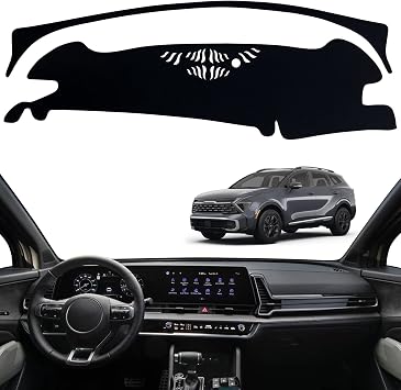 Dashboard Dash Board Cover Mat Pad Carpet Non-Slip Custom Compatible with Kia Sportage 2023 2024 2025 NQ5, Protector Sunshield Black Trim