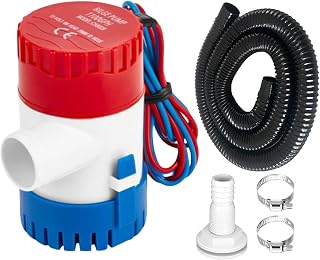 1100GPH Bilge Pump 12V with 1-1/8" x 6ft Hose Kit – Heavy-Duty Marine Water Pump for Boats, Yachts & RV Bilge Systems