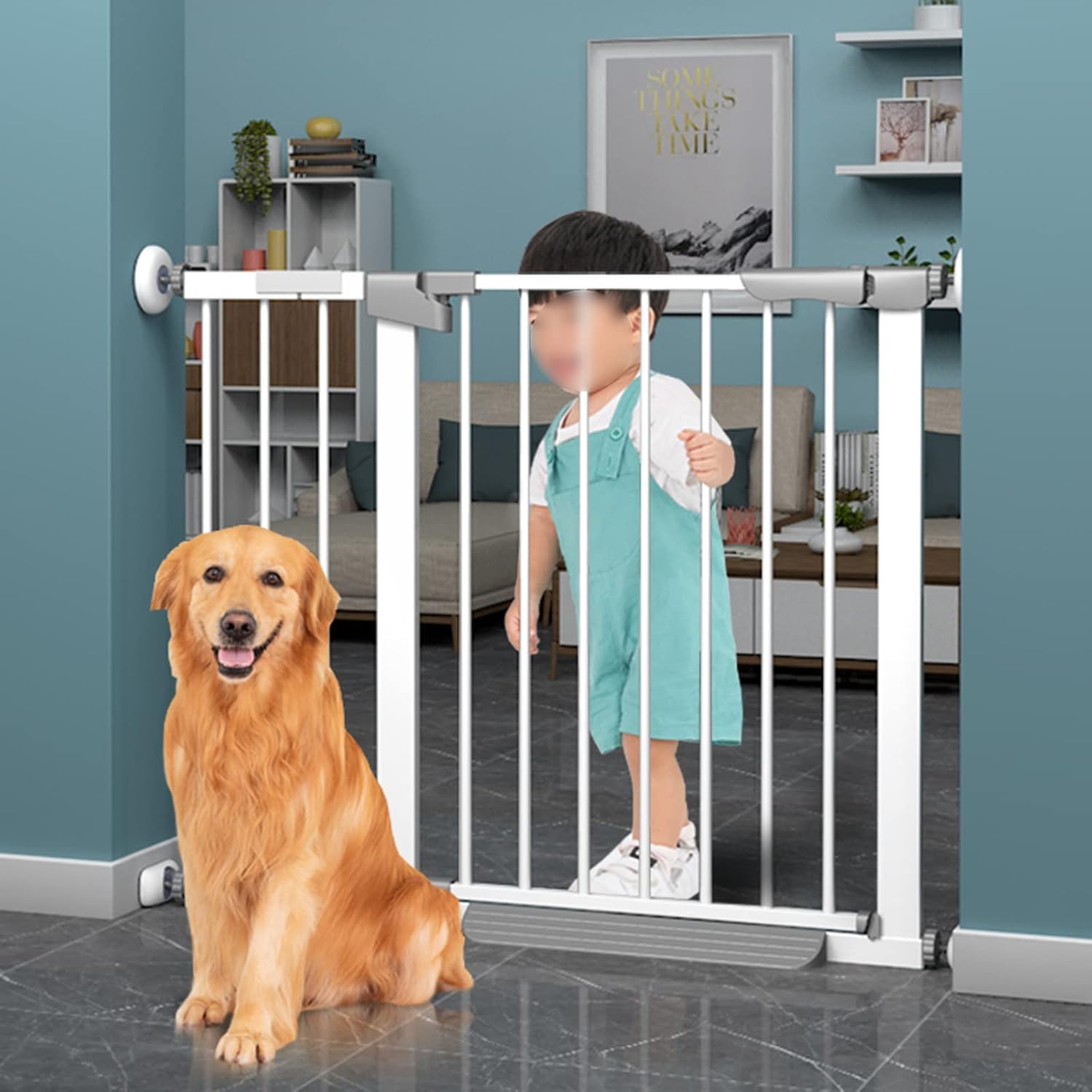 Extra Wide Pressure Mounted Baby Gate,Auto Close Pet Gate