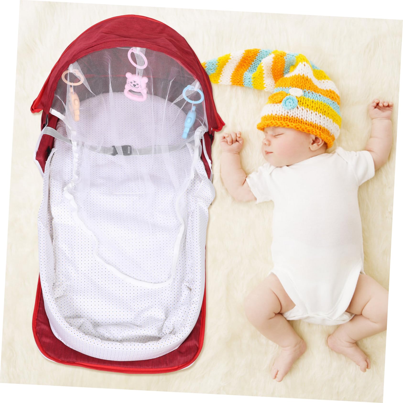 DECHOUS Berceau Pliant Portable pour Bébé avec Moustiquaire et Auvent, Tissu Lin Léger et Coton Pp, Paquet de Transport Inclus, pour Voyager en Plein Air