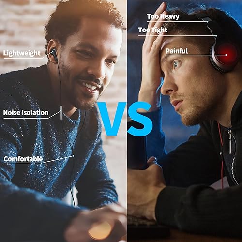 Miniatura 5 de Auriculares USB con micrófono para laptop, auriculares magnéticos con cable de 7.5 pies con aislamiento de ruido, auriculares intrauditivos con