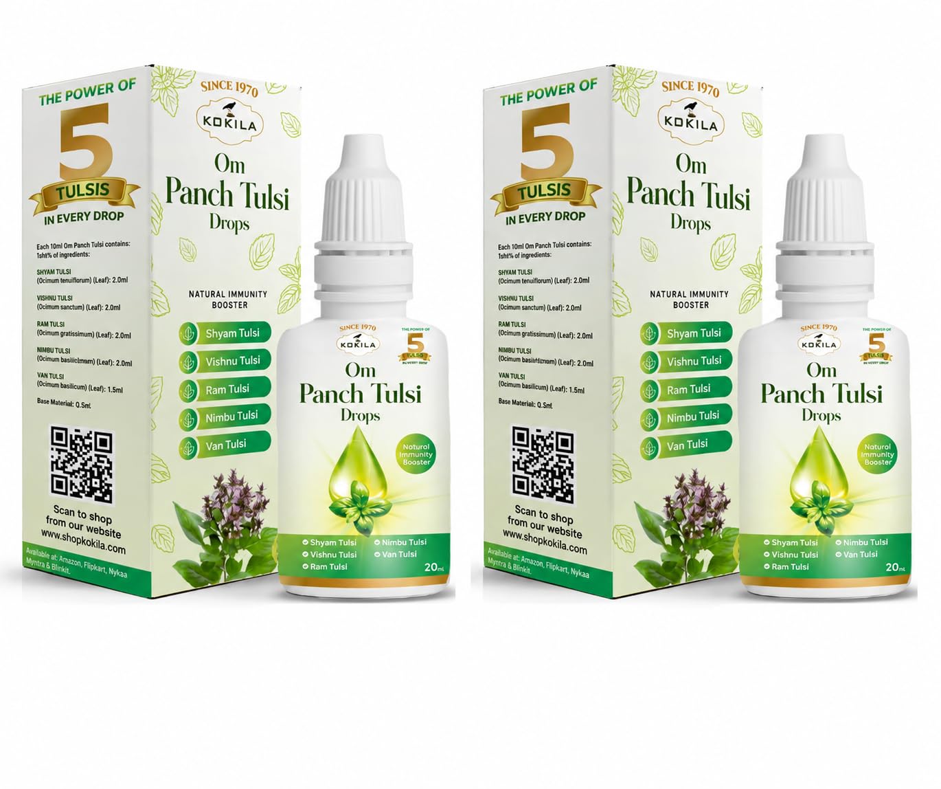 Kokila Om Panch Tulsi Drops 20ml | Natural Herbal Tulsi Extract with the Goodness of Five Types of Tulsi | Traditional Ayurvedic Wellness Support — Amazon image 8