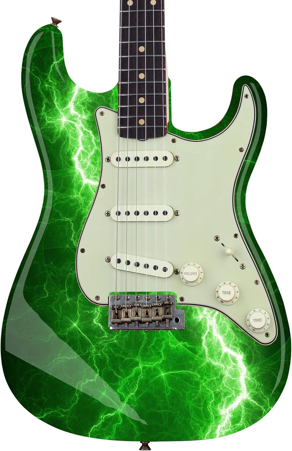 Guitar or Bass Custom Vinyl Decal Sticker Green Lightning Bolt GS124