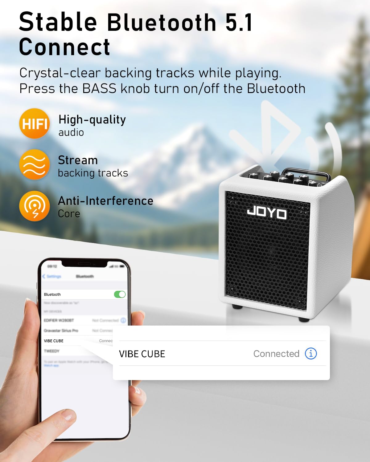 JOYO Amplificatore combinato da 30 W, amplificatore portatile da 4 pollici con EQ a 3 bande e compressore | Bluetooth 5.1 + registrazione diretta OTG | Pratica con cuffie per bassisti, concerti