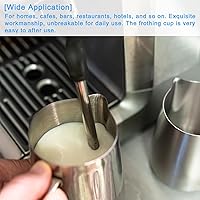 Vista 4 de uxcell Jarra de espuma de leche con termómetro integrado, taza de café de acero inoxidable de 12 oz/11.8 fl oz, jarra de espuma de leche con asa