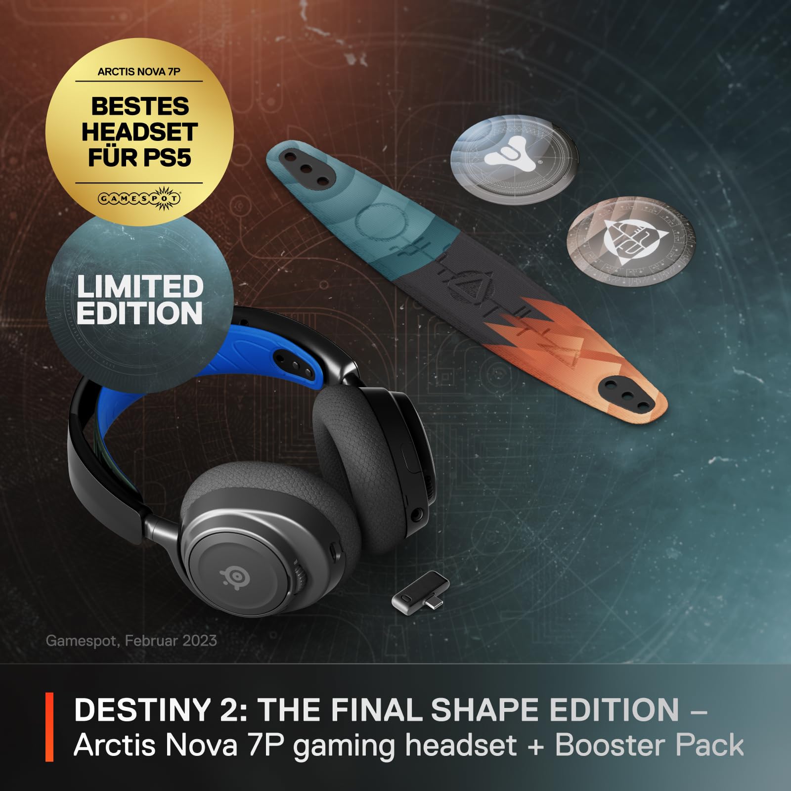 SteelSeries Arctis Nova 7P Wireless- PS5 Gaming Headset Bundle - Destiny 2 The Final Shape Edition - In-Game-Gegenstände – 2,4GHz + Bluetooth – 38Hr USB-C-Batterie – PlayStation, PC, Switch