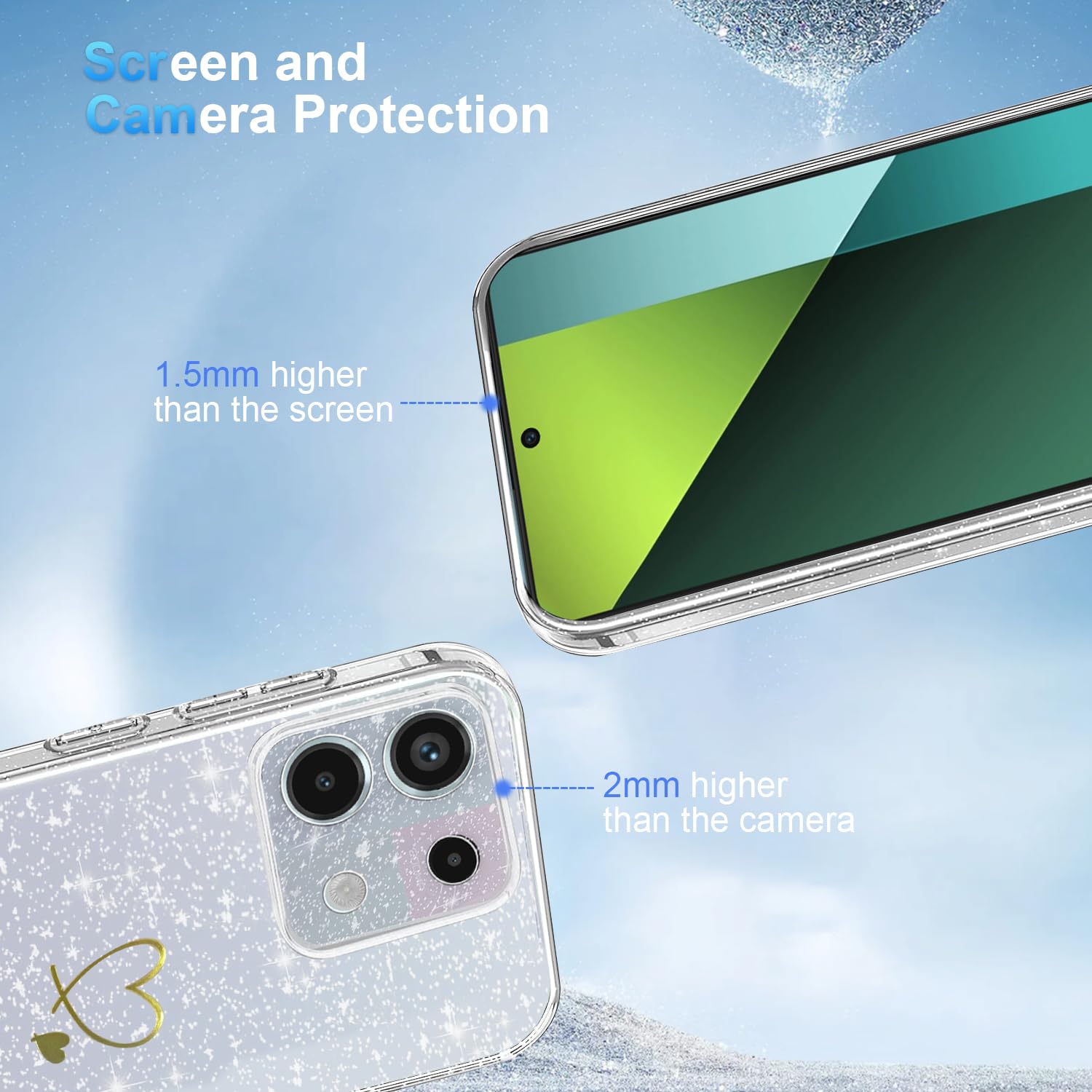 Kaywzo Handyhülle Für Xiaomi Redmi Note 13 Pro 5G/Poco X6 – Transparent, Glitzernd, TPU, Mit Kameraschutz