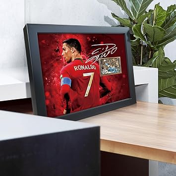 sufenvera Signed CR7 Cristiano Ronaldo Framed Photo Collage Poster 10x8 Inch,Juventus vs.Real Madrid Film Display of UEFA Champions League 2017-18 Quarterfinal,Gifts for Soccer Fan